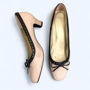 VTG 90s Y2K Coquette Romantic Fairy Lolita Bow Kitten Heels Pumps Ballet Oxfords